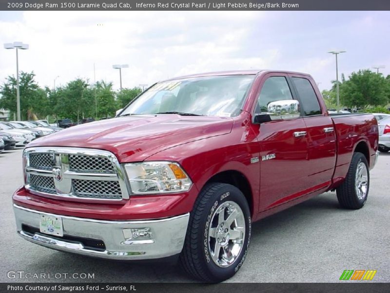Inferno Red Crystal Pearl / Light Pebble Beige/Bark Brown 2009 Dodge Ram 1500 Laramie Quad Cab