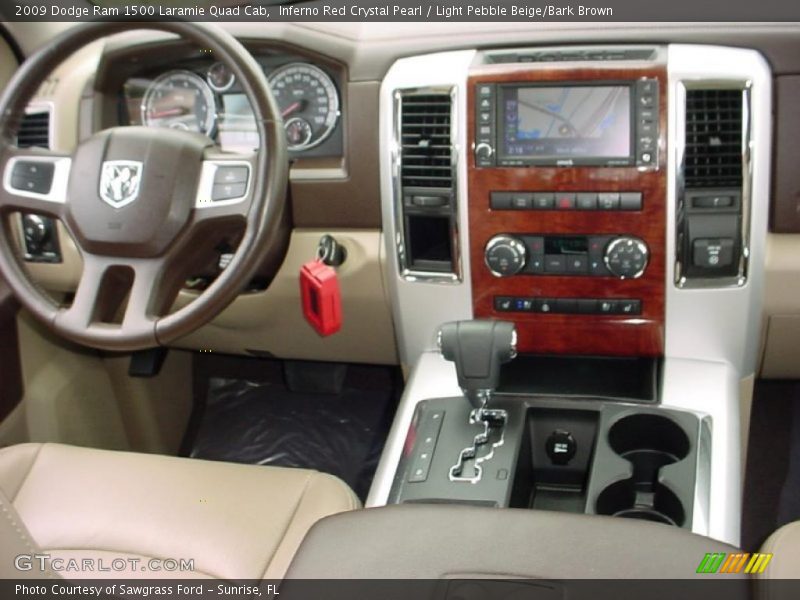 Inferno Red Crystal Pearl / Light Pebble Beige/Bark Brown 2009 Dodge Ram 1500 Laramie Quad Cab