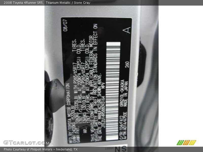 Titanium Metallic / Stone Gray 2008 Toyota 4Runner SR5