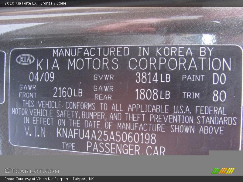 2010 Forte EX Bronze Color Code D0
