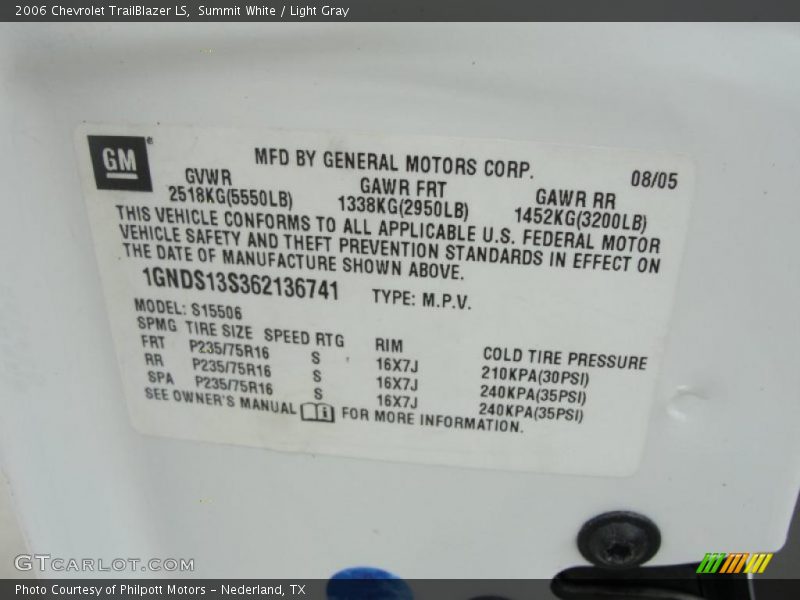 Summit White / Light Gray 2006 Chevrolet TrailBlazer LS