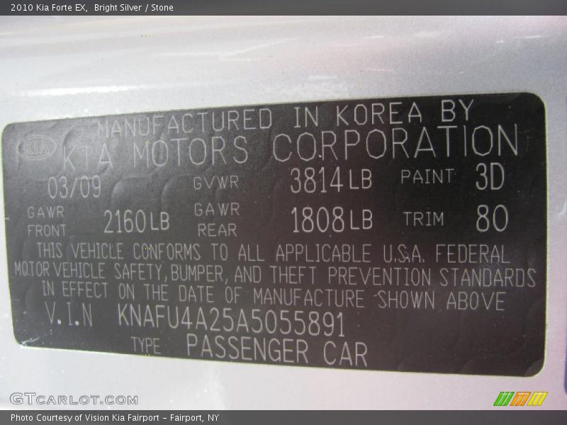 Bright Silver / Stone 2010 Kia Forte EX