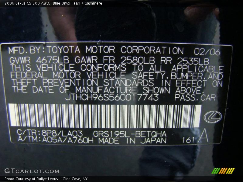 Blue Onyx Pearl / Cashmere 2006 Lexus GS 300 AWD