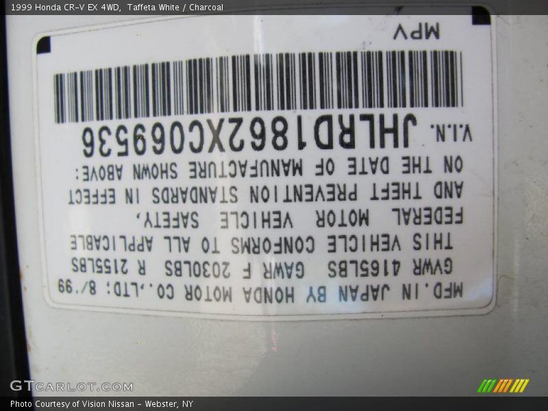 Taffeta White / Charcoal 1999 Honda CR-V EX 4WD