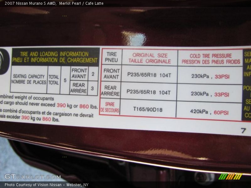 Merlot Pearl / Cafe Latte 2007 Nissan Murano S AWD
