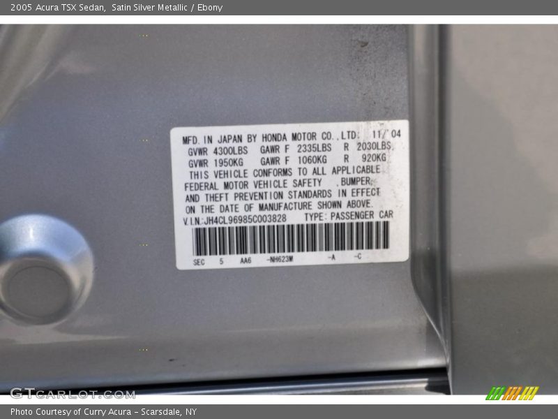 Satin Silver Metallic / Ebony 2005 Acura TSX Sedan
