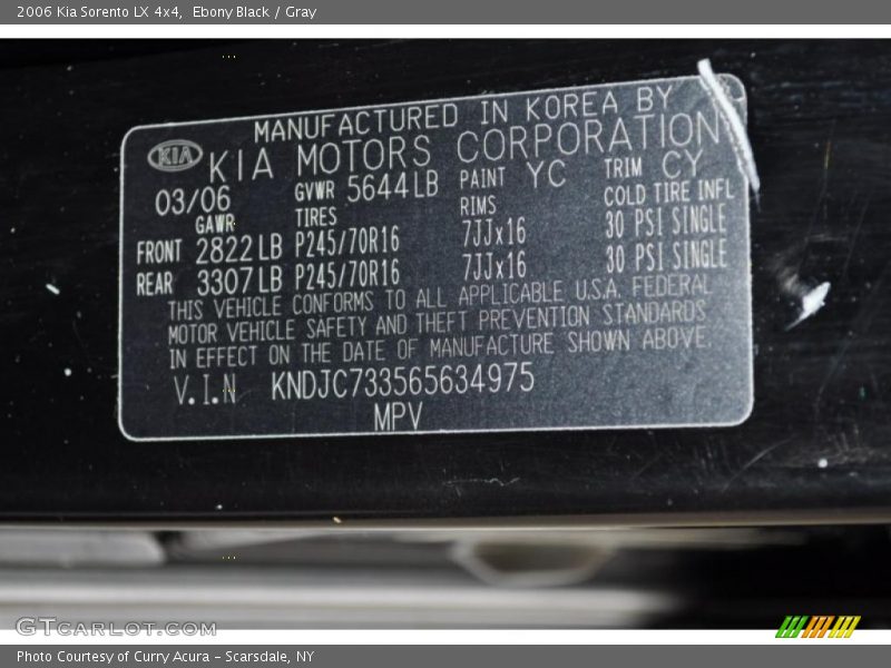 Ebony Black / Gray 2006 Kia Sorento LX 4x4