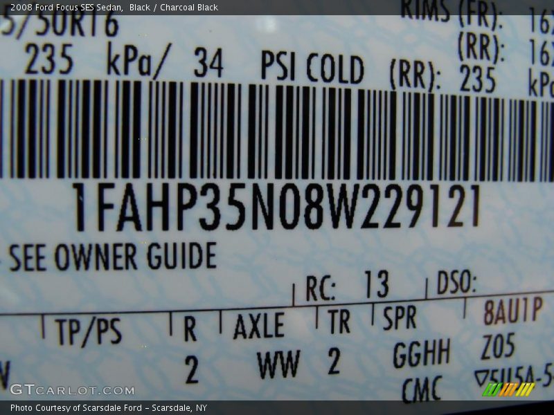 Black / Charcoal Black 2008 Ford Focus SES Sedan