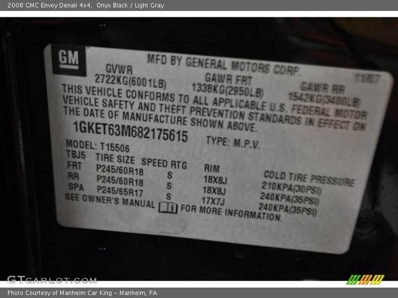 Onyx Black / Light Gray 2008 GMC Envoy Denali 4x4