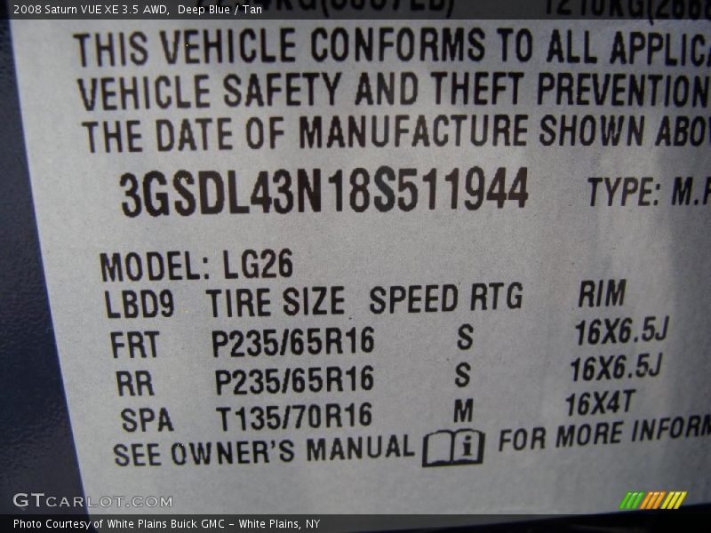 Deep Blue / Tan 2008 Saturn VUE XE 3.5 AWD