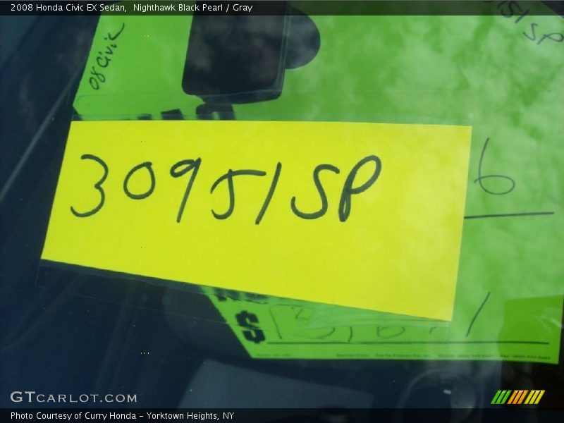 Nighthawk Black Pearl / Gray 2008 Honda Civic EX Sedan