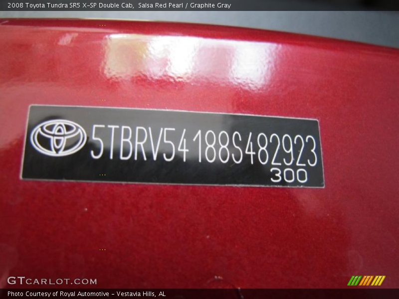Salsa Red Pearl / Graphite Gray 2008 Toyota Tundra SR5 X-SP Double Cab