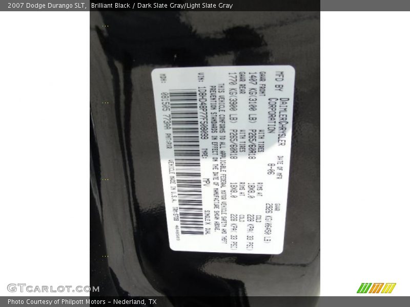 Brilliant Black / Dark Slate Gray/Light Slate Gray 2007 Dodge Durango SLT