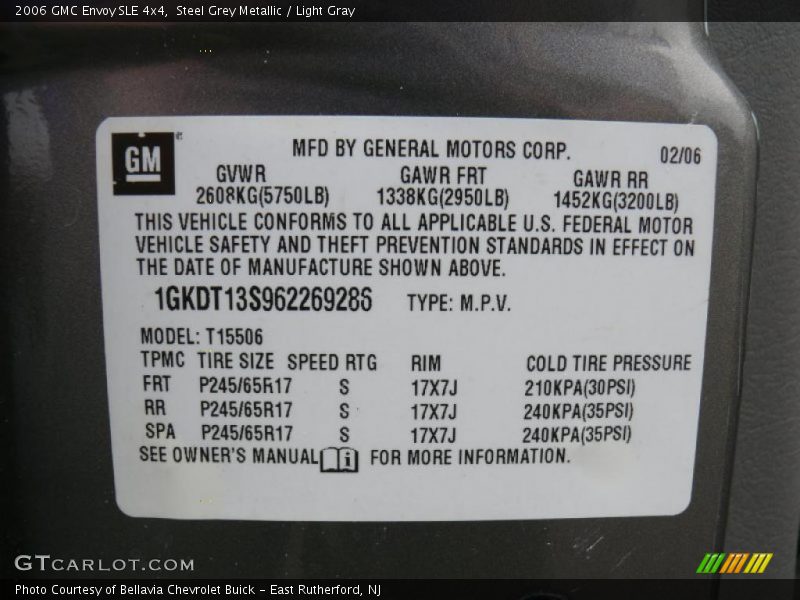 Steel Grey Metallic / Light Gray 2006 GMC Envoy SLE 4x4