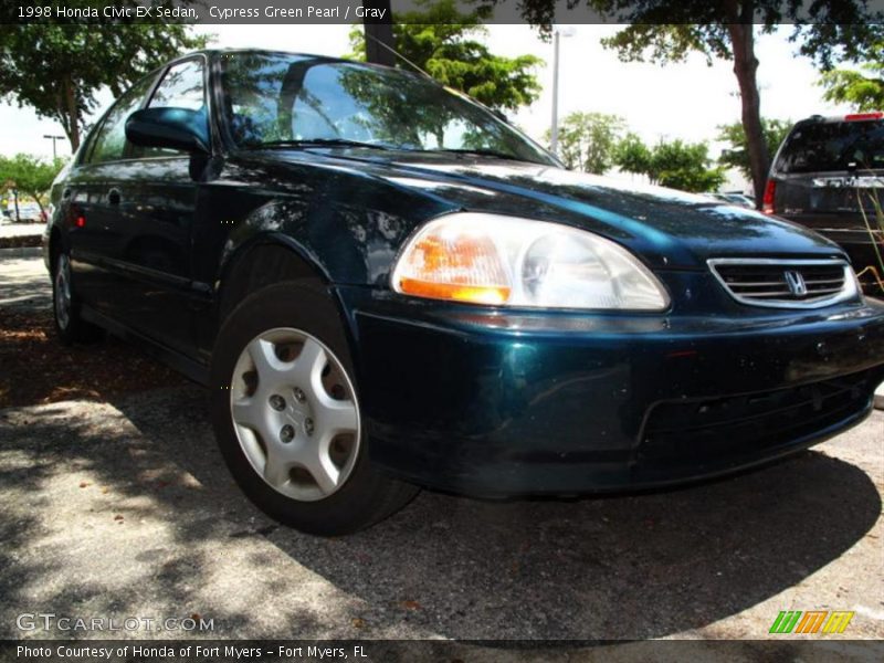 Cypress Green Pearl / Gray 1998 Honda Civic EX Sedan