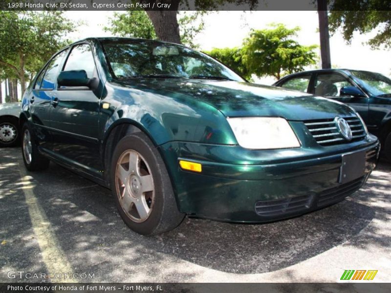 Cypress Green Pearl / Gray 1998 Honda Civic EX Sedan