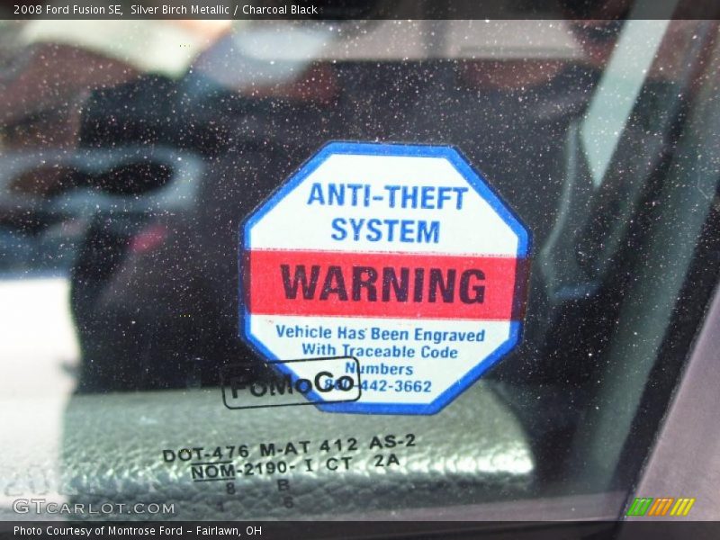 Silver Birch Metallic / Charcoal Black 2008 Ford Fusion SE
