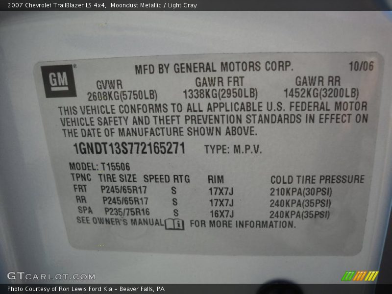 Moondust Metallic / Light Gray 2007 Chevrolet TrailBlazer LS 4x4