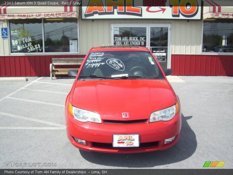 Red / Gray 2003 Saturn ION 3 Quad Coupe