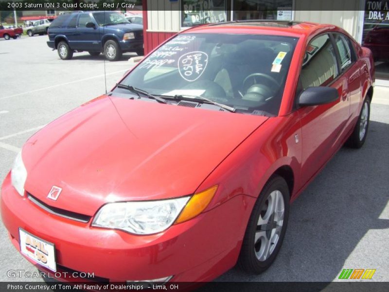 Red / Gray 2003 Saturn ION 3 Quad Coupe