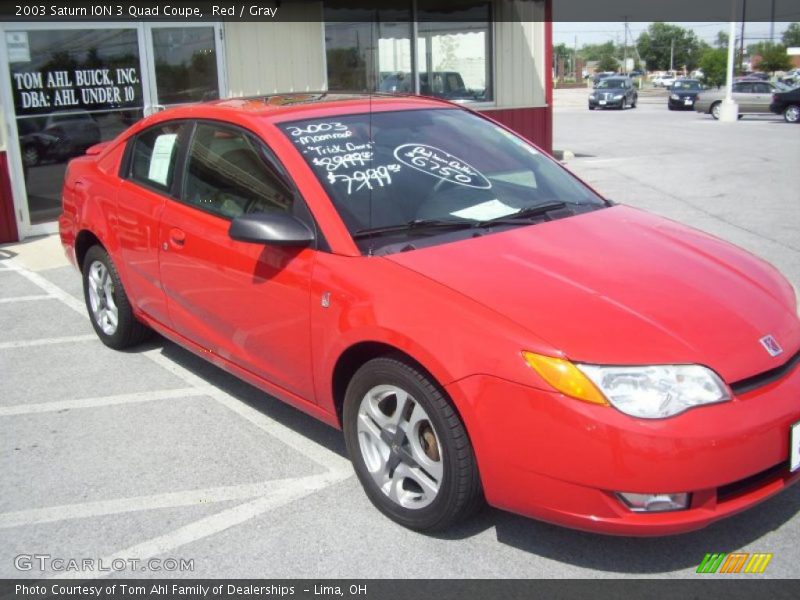 Red / Gray 2003 Saturn ION 3 Quad Coupe