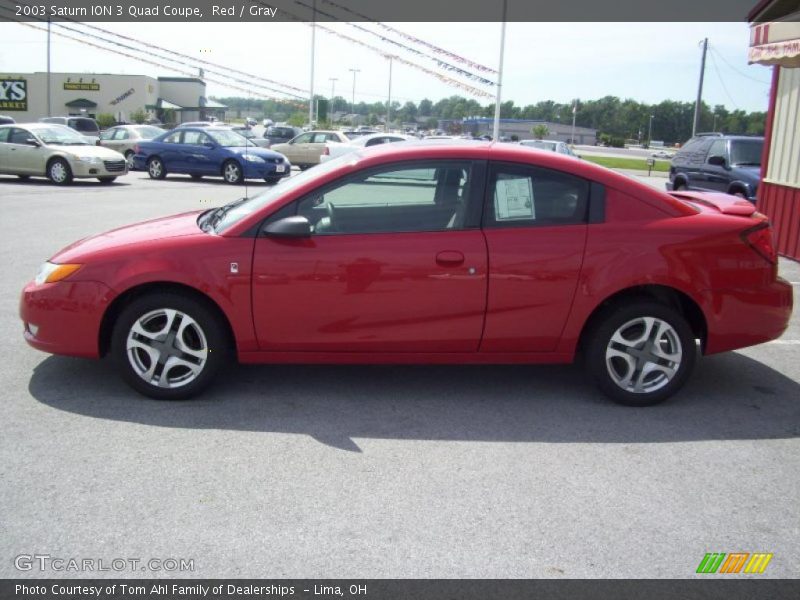 Red / Gray 2003 Saturn ION 3 Quad Coupe