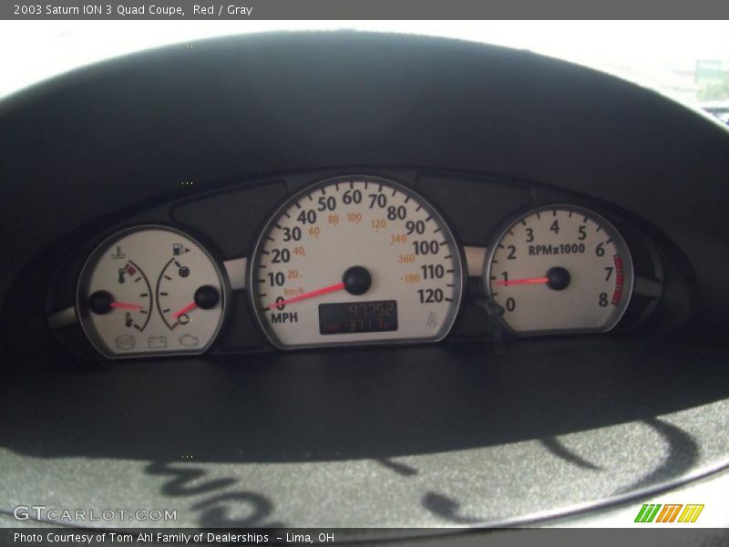 Red / Gray 2003 Saturn ION 3 Quad Coupe