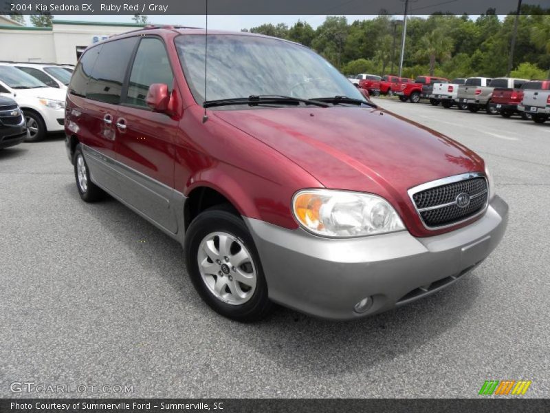 Ruby Red / Gray 2004 Kia Sedona EX