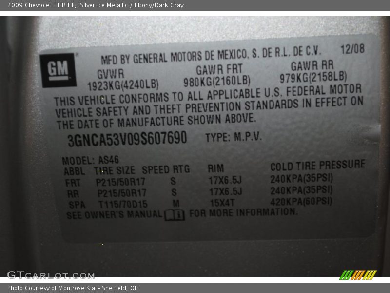 Silver Ice Metallic / Ebony/Dark Gray 2009 Chevrolet HHR LT