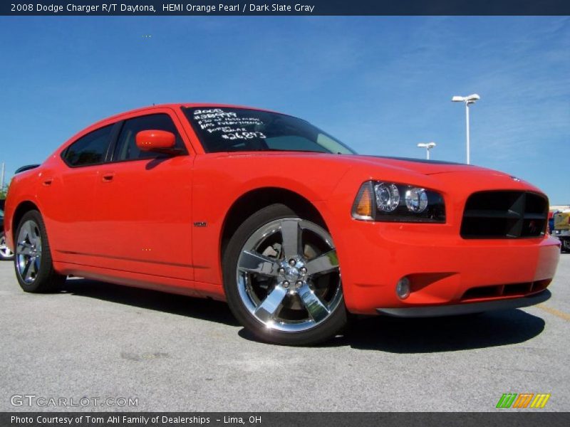 HEMI Orange Pearl / Dark Slate Gray 2008 Dodge Charger R/T Daytona