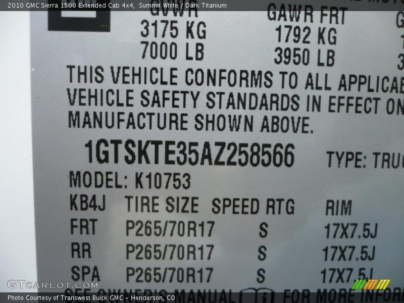 Summit White / Dark Titanium 2010 GMC Sierra 1500 Extended Cab 4x4