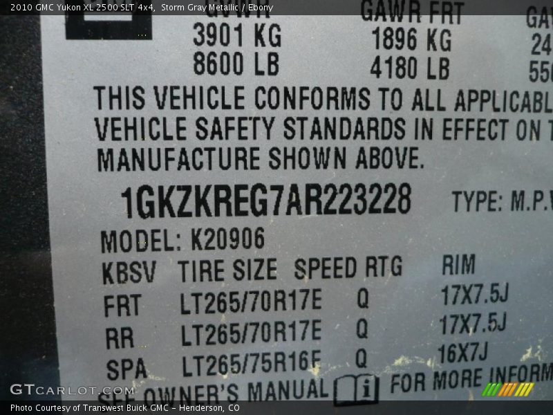 Storm Gray Metallic / Ebony 2010 GMC Yukon XL 2500 SLT 4x4
