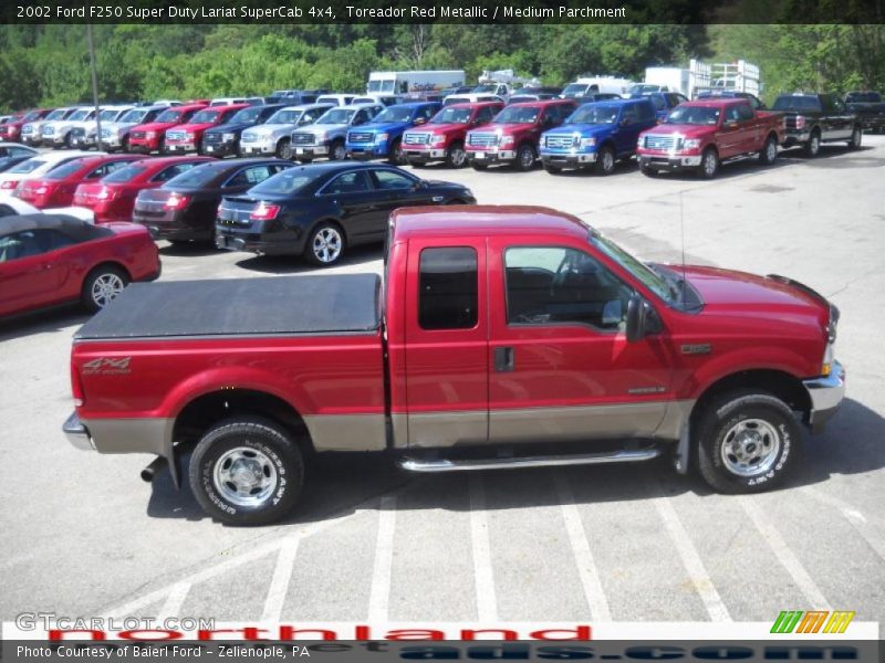 Toreador Red Metallic / Medium Parchment 2002 Ford F250 Super Duty Lariat SuperCab 4x4
