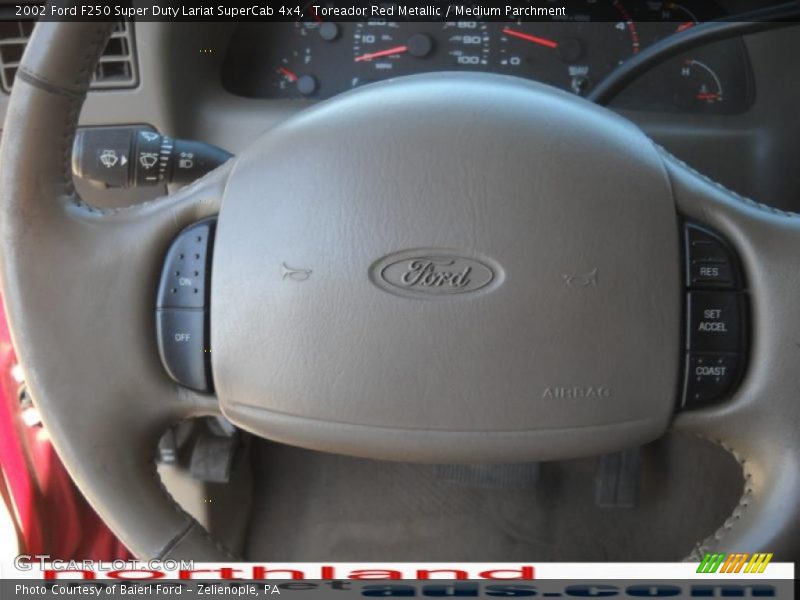 Toreador Red Metallic / Medium Parchment 2002 Ford F250 Super Duty Lariat SuperCab 4x4