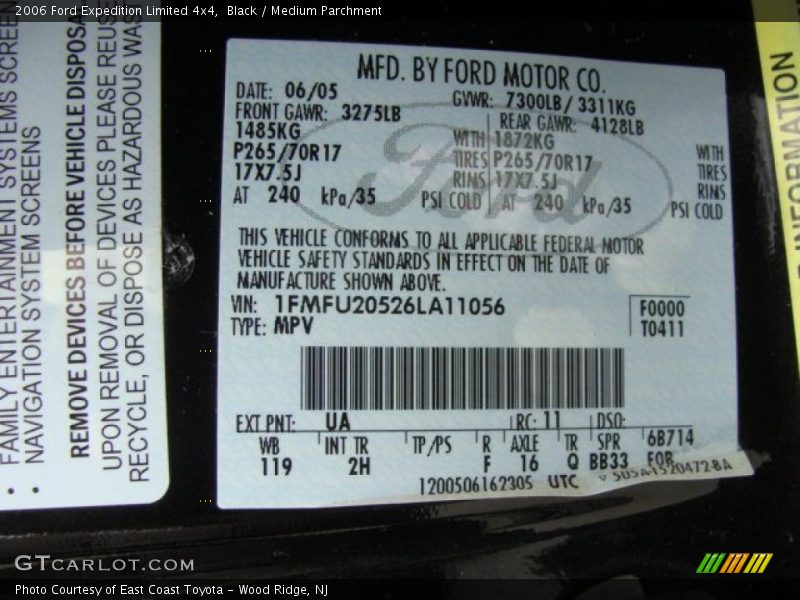 Black / Medium Parchment 2006 Ford Expedition Limited 4x4