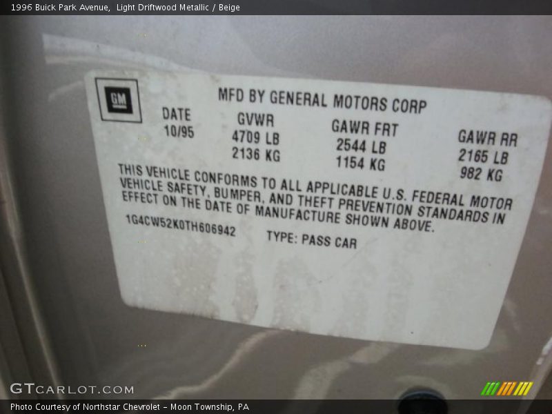 Light Driftwood Metallic / Beige 1996 Buick Park Avenue