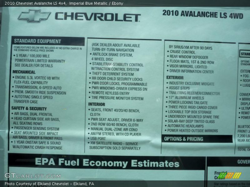 Imperial Blue Metallic / Ebony 2010 Chevrolet Avalanche LS 4x4