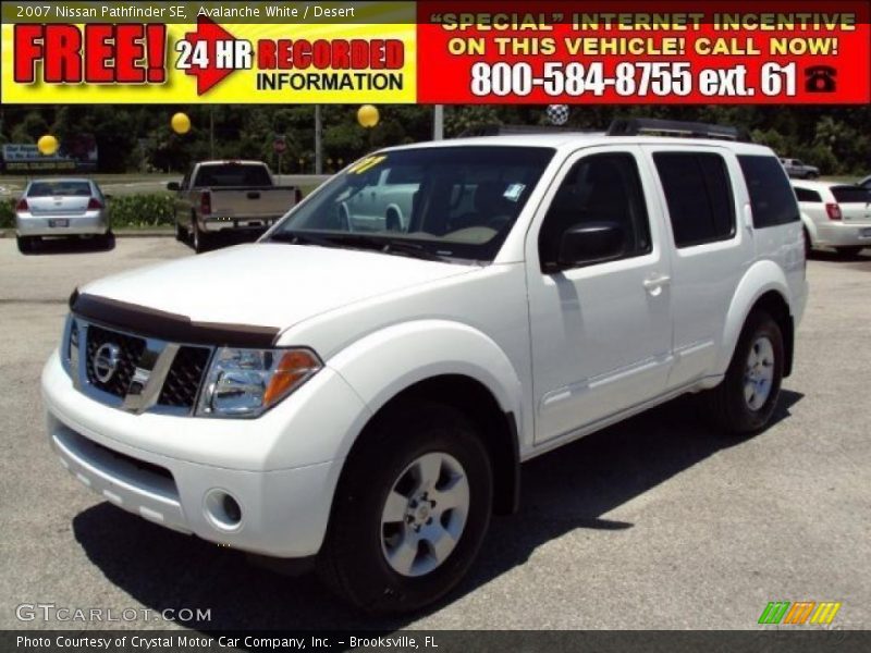 Avalanche White / Desert 2007 Nissan Pathfinder SE