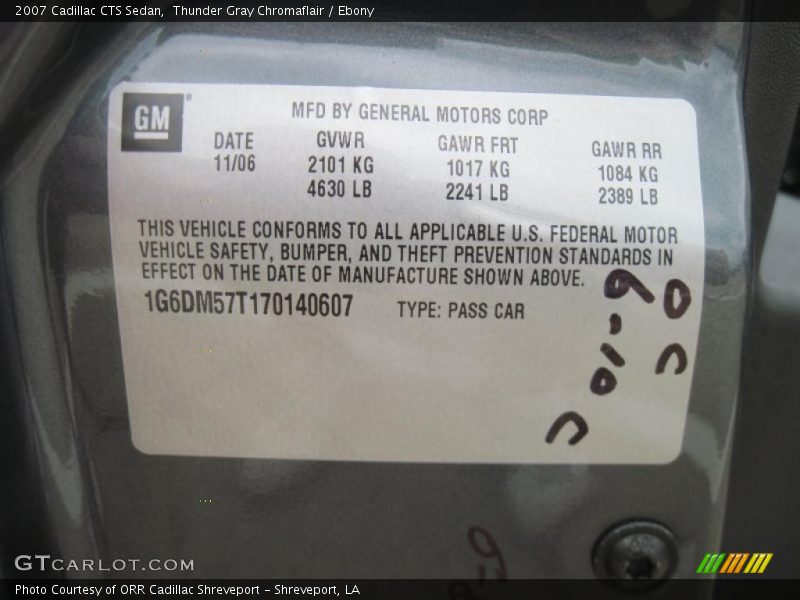 Thunder Gray Chromaflair / Ebony 2007 Cadillac CTS Sedan