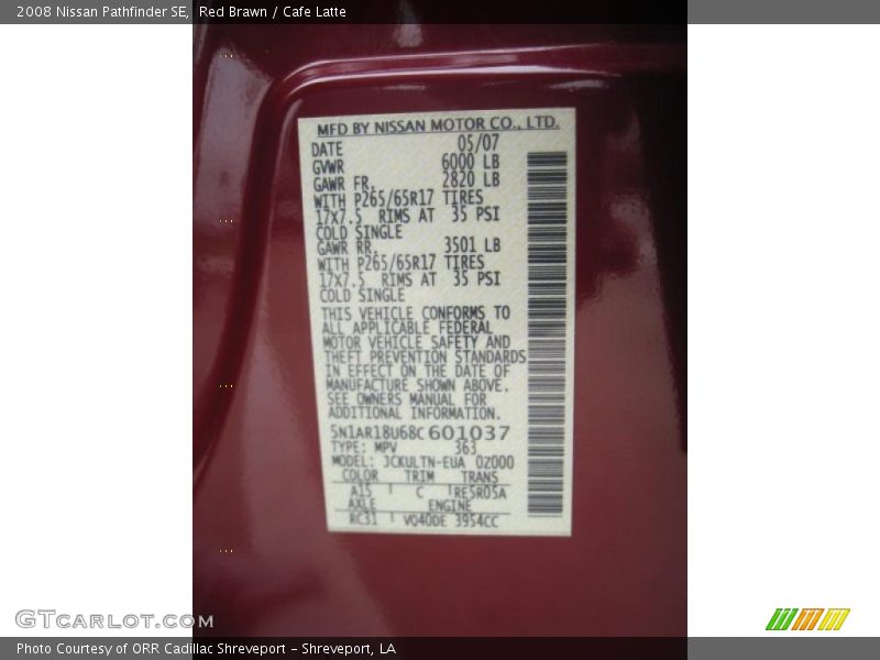 Red Brawn / Cafe Latte 2008 Nissan Pathfinder SE