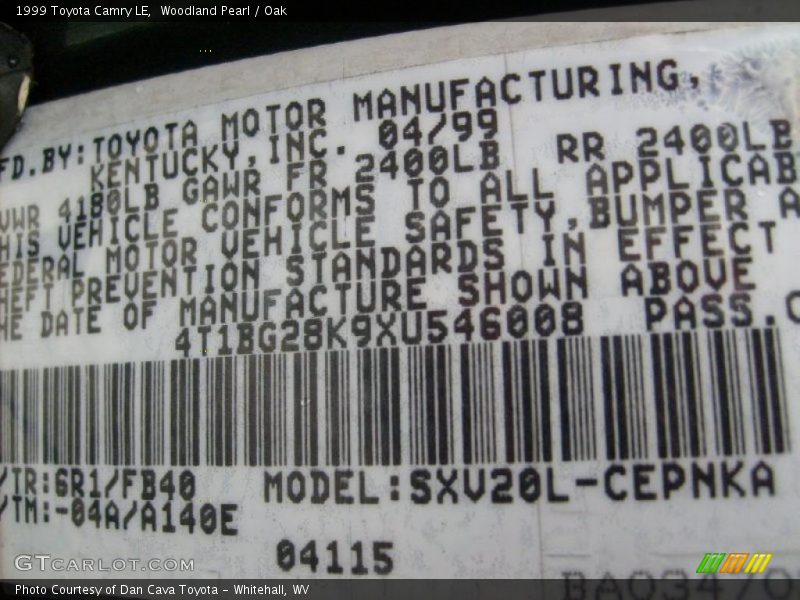 Woodland Pearl / Oak 1999 Toyota Camry LE