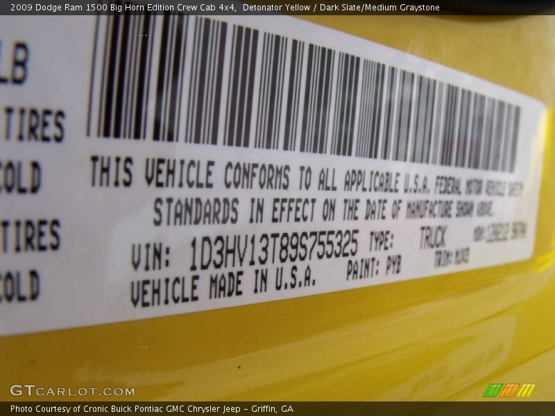 Detonator Yellow / Dark Slate/Medium Graystone 2009 Dodge Ram 1500 Big Horn Edition Crew Cab 4x4