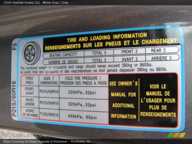 Willow Gray / Gray 2009 Hyundai Sonata GLS