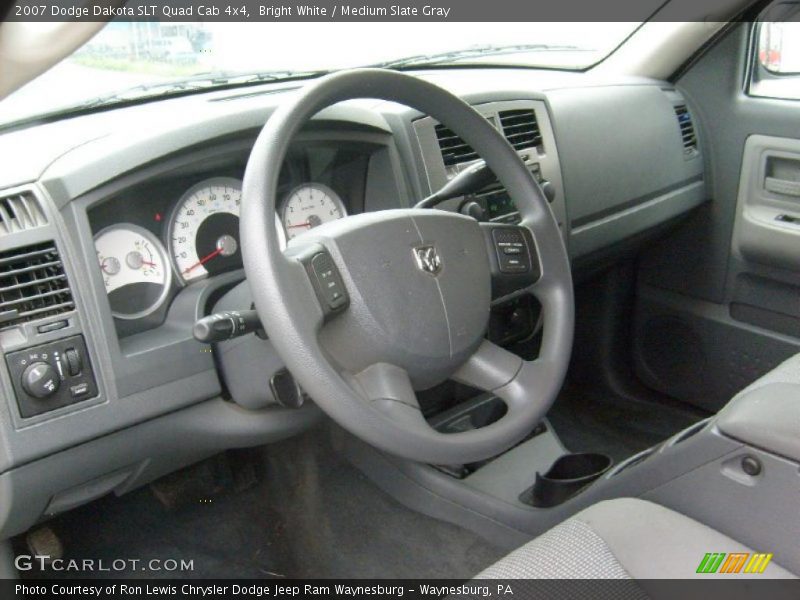 Bright White / Medium Slate Gray 2007 Dodge Dakota SLT Quad Cab 4x4