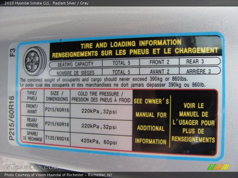 Radiant Silver / Gray 2010 Hyundai Sonata GLS