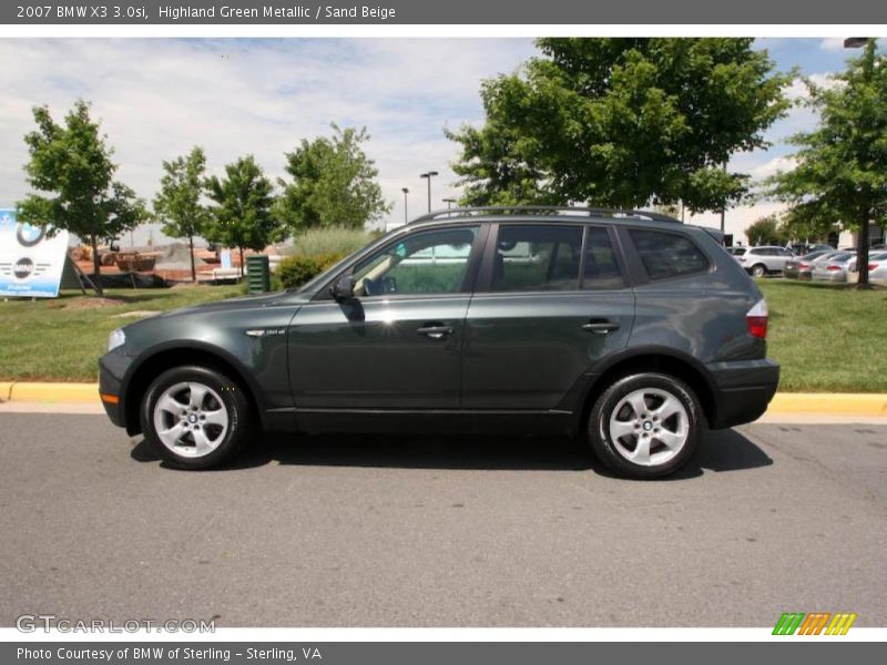 Highland Green Metallic / Sand Beige 2007 BMW X3 3.0si