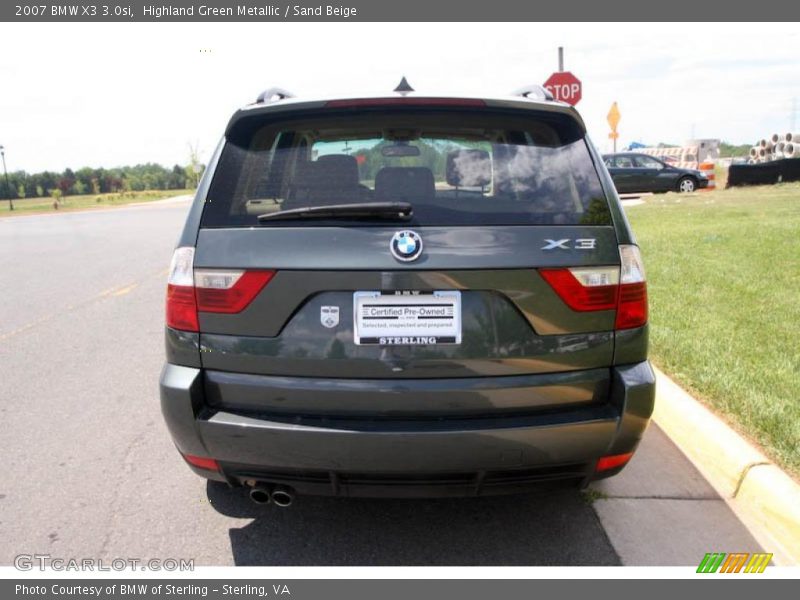 Highland Green Metallic / Sand Beige 2007 BMW X3 3.0si