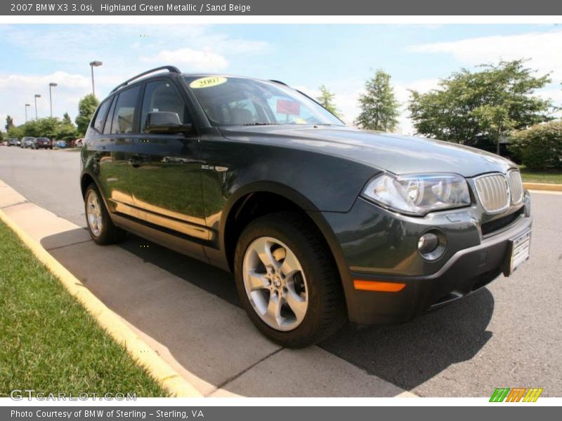 Highland Green Metallic / Sand Beige 2007 BMW X3 3.0si