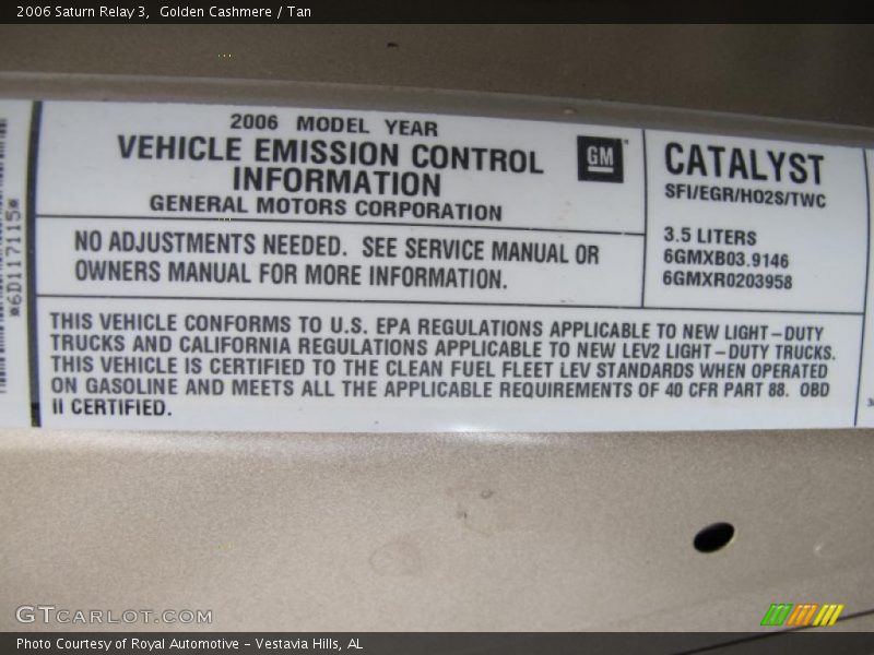 Golden Cashmere / Tan 2006 Saturn Relay 3