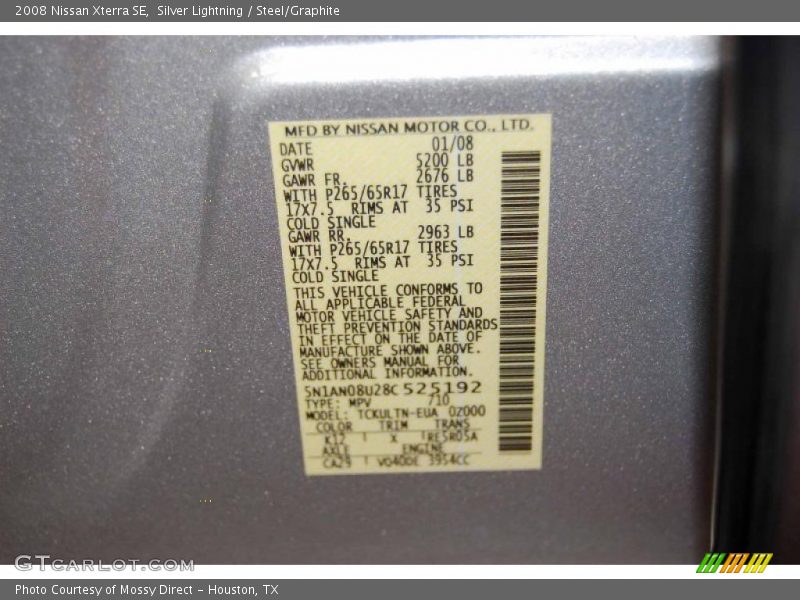 Silver Lightning / Steel/Graphite 2008 Nissan Xterra SE